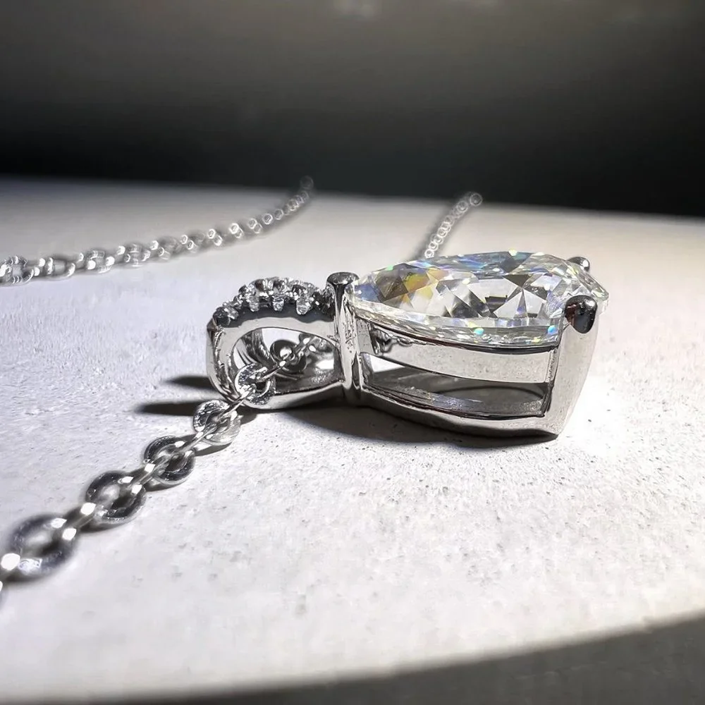 Certified 2ct. t.w. Moissanite Diamond Teardrop Necklace - Picture 4 of 13